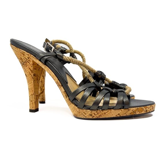 Michael Kors Marnie Slingback Cork Brown Sandals Size 9 - Picture 5 of 6